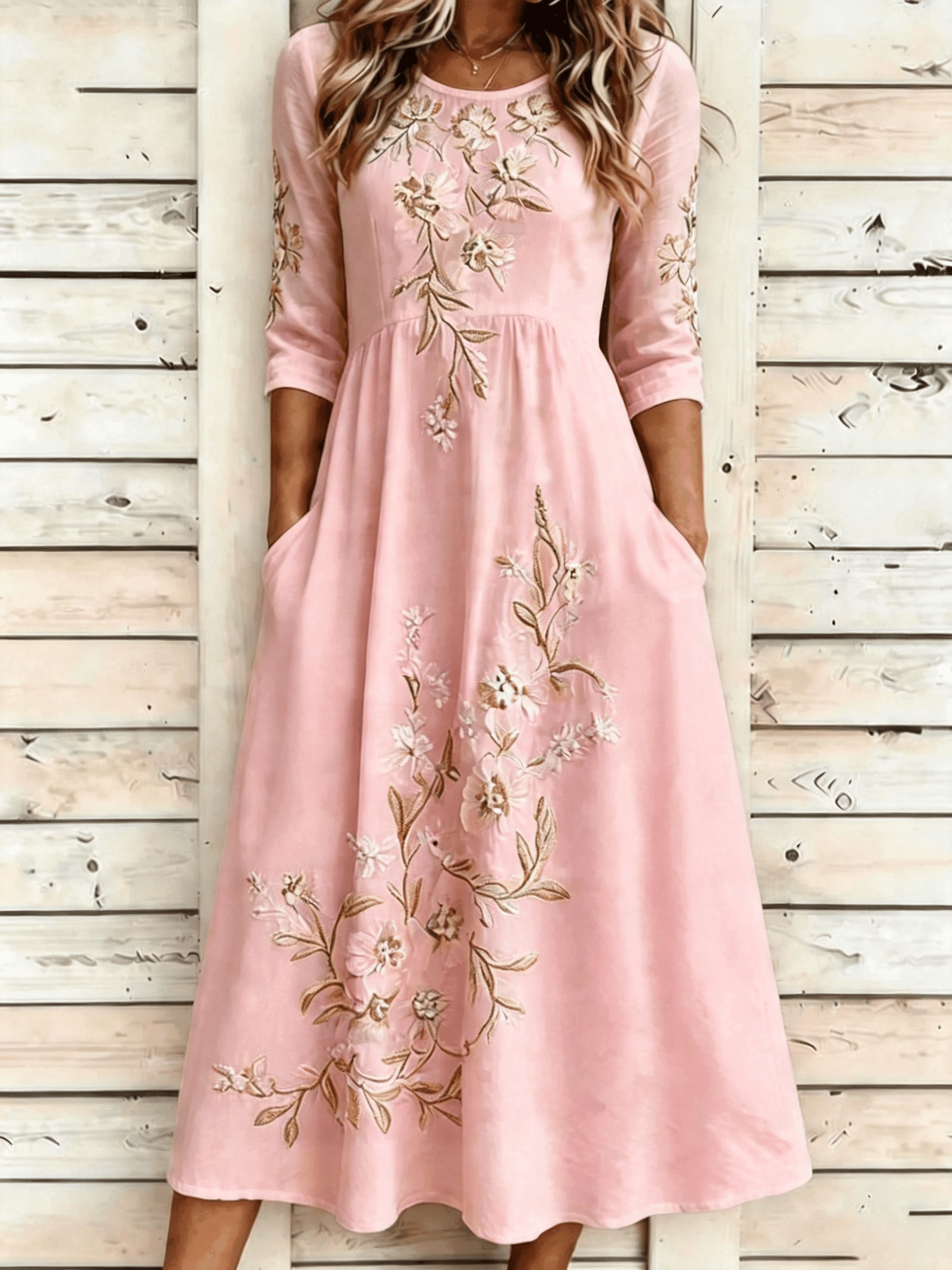 Women's Casual Round Neck Printed Loose Dress