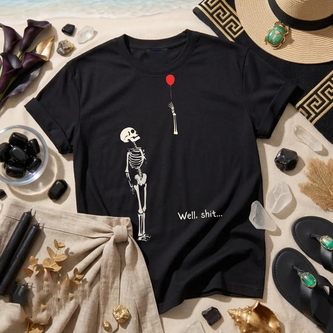 🔥🔥2nd 50% Off 🔥🔥Women's Retro Halloween Well, shit... Print Raglan Short-Sleeved T-Shirt