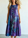 Women's Purple Floral Print Casual Dress