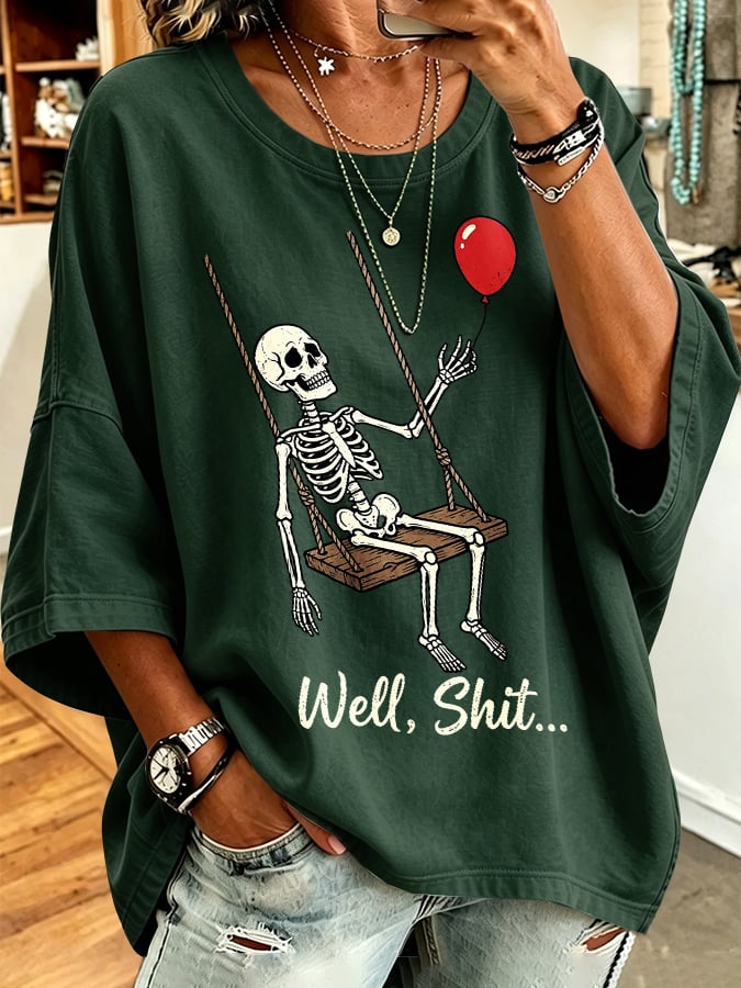 Women's Retro Halloween Well, Shit... Printed Sweatshirt